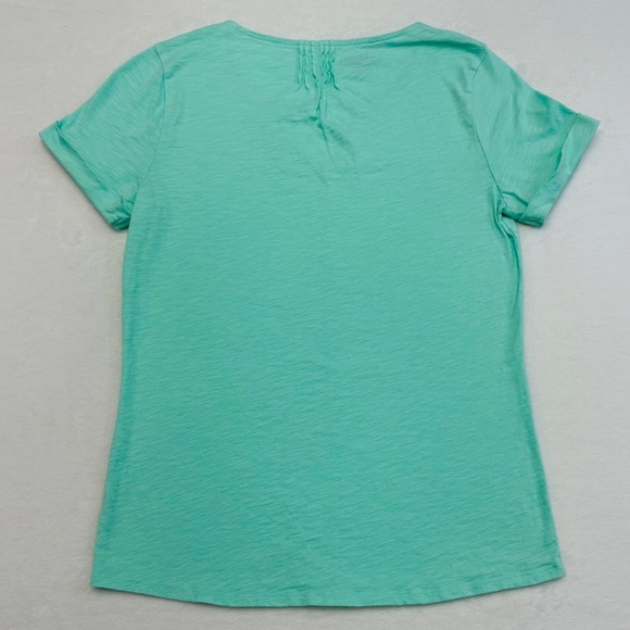 L.L. Bean Women’s Organic Cotton Tee, Split Neck, Short-Sleeve, Fresh Mint/Green - Picture 3 of 9